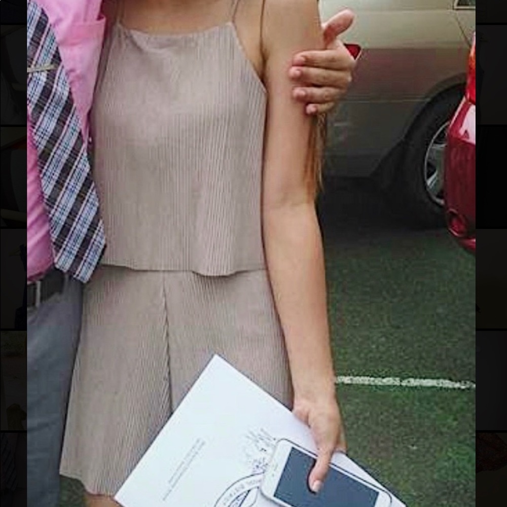 One clothing tan/gold romper